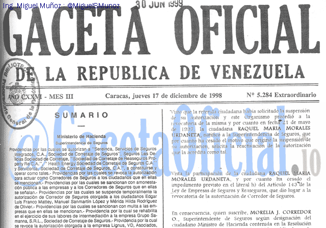 Gaceta Oficial 5284 del 17 Diciembre 1998