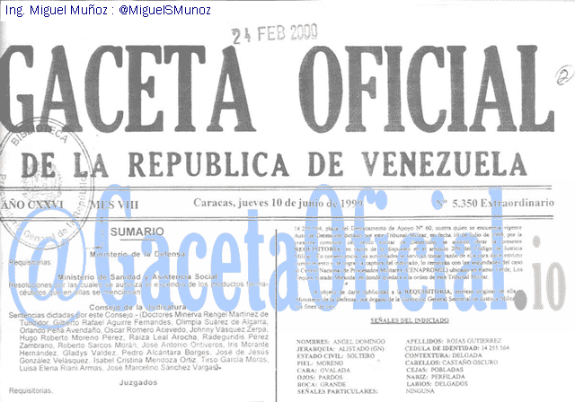 Gaceta Oficial 5350 del 10 Junio 1999