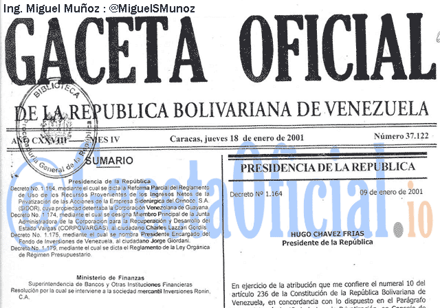Gaceta Oficial 37122 del 18 Enero 2001