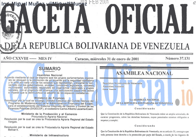 Gaceta Oficial 37131 del 31 Enero 2001