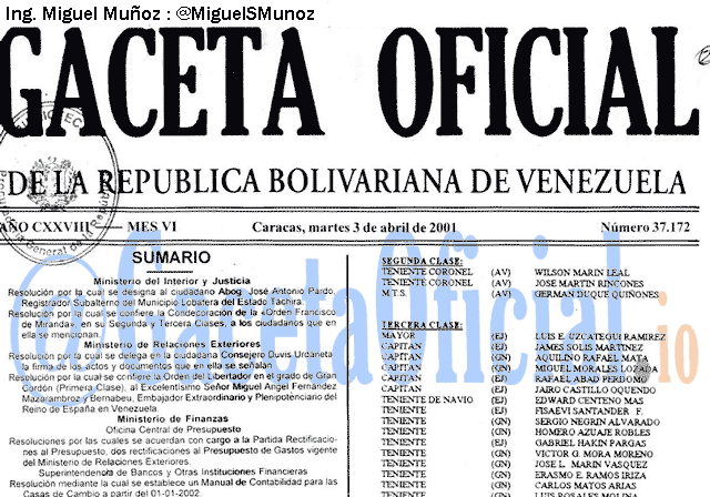 Gaceta Oficial 37172 del 3 Abril 2001