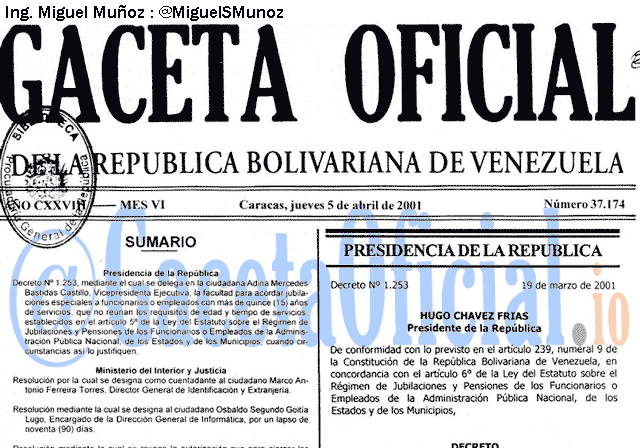 Gaceta Oficial 37174 del 5 Abril 2001