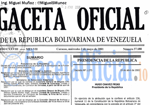 Gaceta Oficial 37188 del 2 Mayo 2001