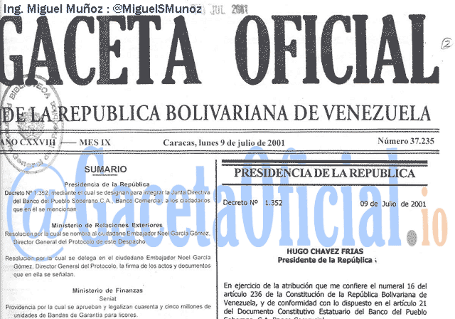 Gaceta Oficial 37235 del 9 Julio 2001
