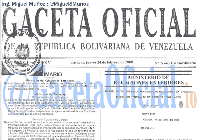 Gaceta Oficial 5443 del 24 Febrero 2000