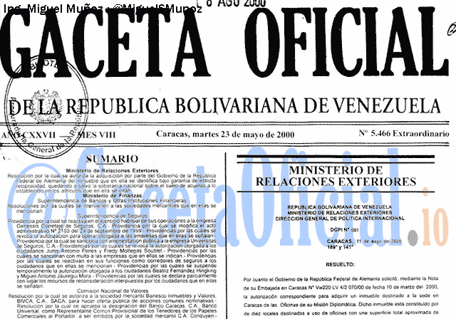Gaceta Oficial 5466 del 23 Mayo 2000
