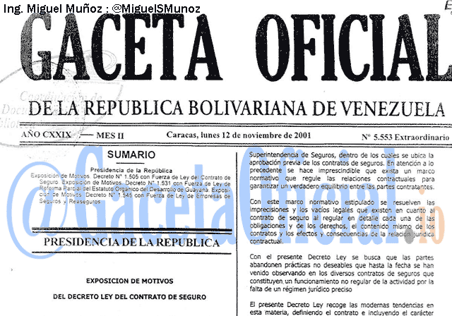 Gaceta Oficial 5553 del 12 Noviembre 2001