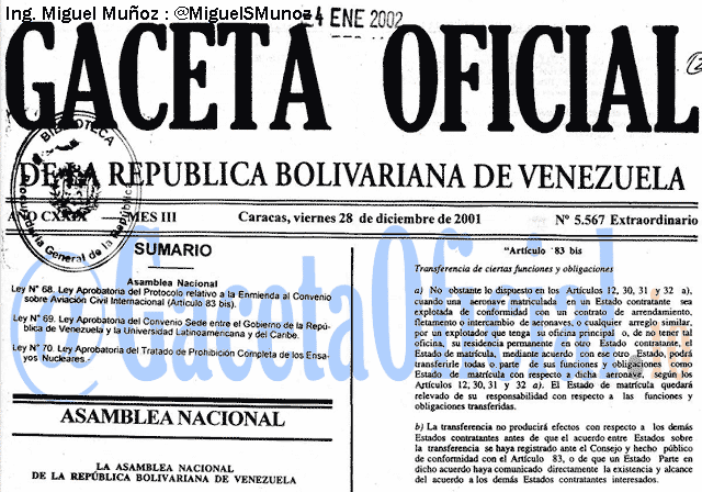Gaceta Oficial 5567 del 28 Diciembre 2001
