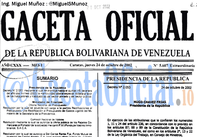 Gaceta Oficial 5607 del 24 Octubre 2002