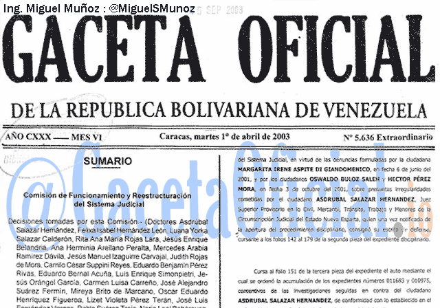 Gaceta Oficial 5636 del 1 Abril 2003