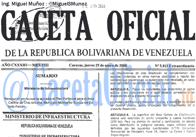Gaceta Oficial 5811 del 25 Mayo 2006