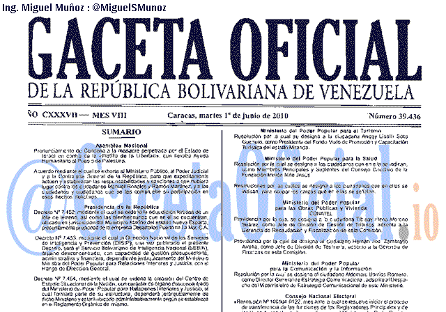 Gaceta Oficial 39436 del 1 Junio 2010