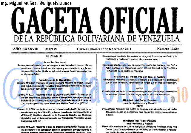 Gaceta Oficial 39606 del 1 Febrero 2011