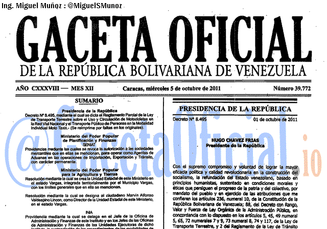 Gaceta Oficial 39772 del 5 Octubre 2011