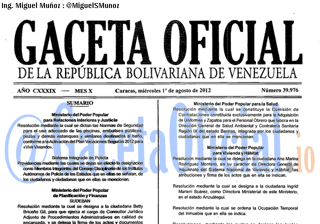 Gaceta Oficial 39976 del 1 Agosto 2012