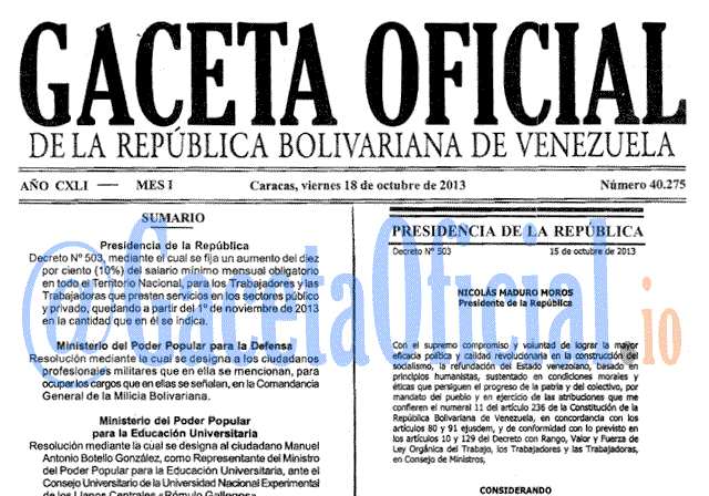 Venezuela Gaceta Oficial 40275 del 18 octubre 2013 Gaceta Oficial, Gaceta 40275, Gaceta 40275 HD, Gaceta #40275, Gaceta Oficial Venezuela #40275