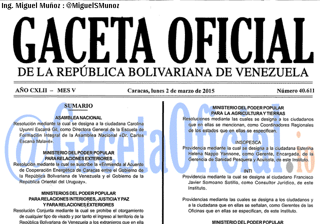 Gaceta Oficial 40611 del 2 marzo 2015