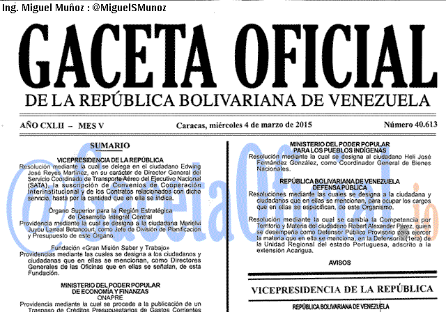 Gaceta Oficial 40613 del 4 marzo 2015