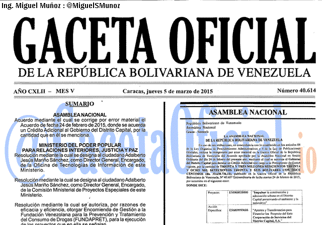 Gaceta Oficial 40614 del 5 marzo 2015