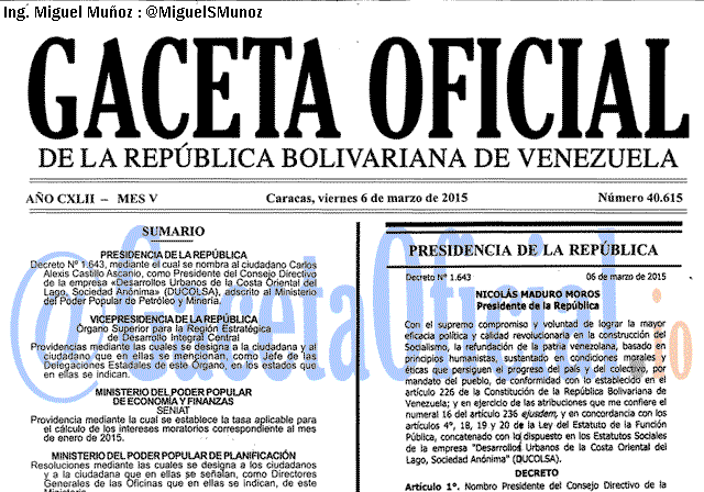 Gaceta Oficial 40615 del 6 marzo 2015