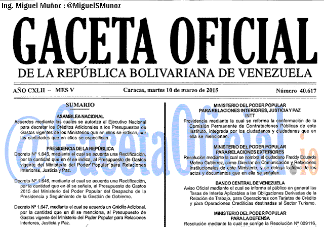 Gaceta Oficial 40617 del 10 marzo 2015