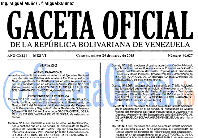 Gaceta Oficial 40627 del 24 marzo 2015
