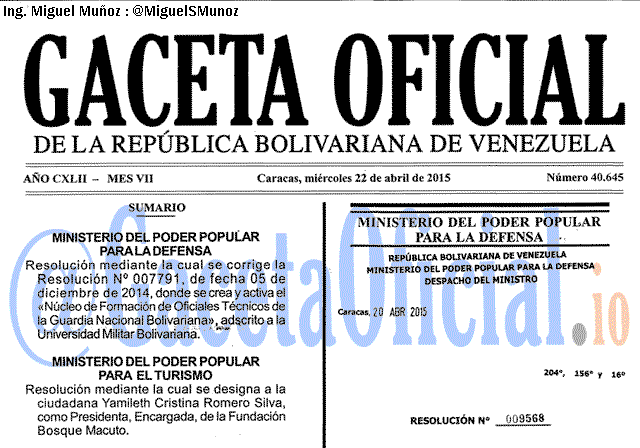 Gaceta Oficial 40645 del 22 Abril 2015