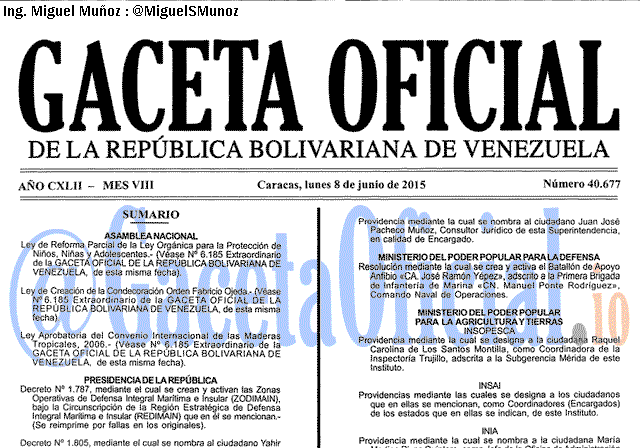 Gaceta Oficial 40677 del 8 junio 2015