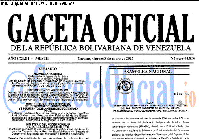Gaceta Oficial 40824 del 8 enero 2016
