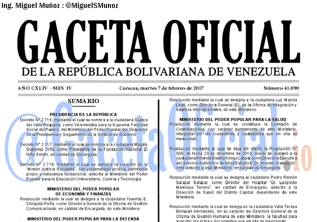 Gaceta Oficial 41090 del 7 febrero 2017