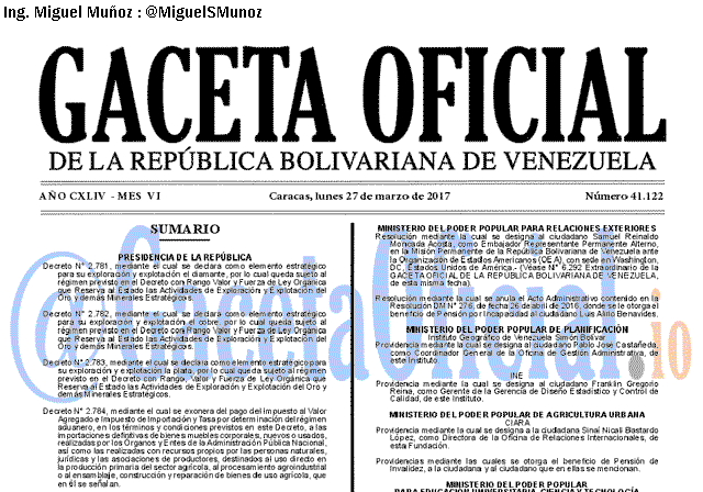 Gaceta Oficial 41122 del 27 marzo 2017 Gaceta Oficial 41122 del 27 marzo 2017