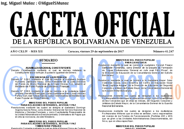 Gaceta Oficial 41247 del 29 septiembre 2017