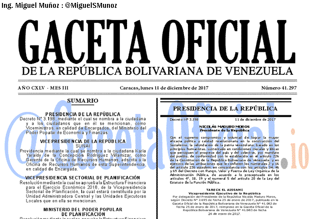 Gaceta Oficial 41297 del 11 diciembre 2017