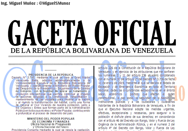 Gaceta Oficial 41570 del 23 Enero 2019 Gaceta Oficial 41570 del 23 Enero 2019