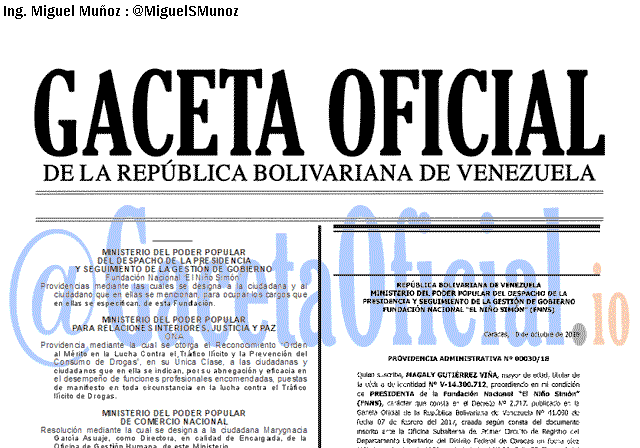 Gaceta Oficial 41572 del 25 Enero 2019 Gaceta Oficial 41572 del 25 Enero 2019