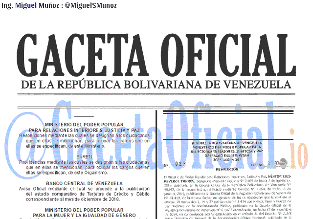 Gaceta Oficial 41596 del 6 Marzo 2019 Gaceta Oficial 41596 del 6 Marzo 2019