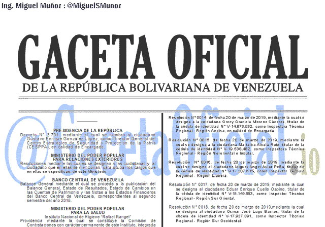 Gaceta Oficial 41604 del 22 Marzo 2019 Gaceta Oficial 41604 del 22 Marzo 2019