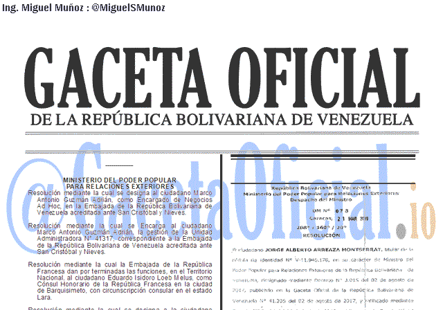 Gaceta Oficial 41605 del 25 Marzo 2019 Gaceta Oficial 41605 del 25 Marzo 2019