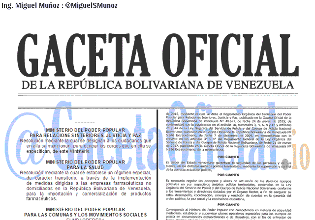 Gaceta Oficial 41610 del 4 Abril 2019 Gaceta Oficial 41610 del 4 Abril 2019