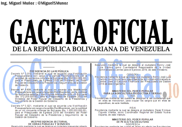 Gaceta Oficial 41615 del 11 Abril 2019 Gaceta Oficial 41615 del 11 Abril 2019