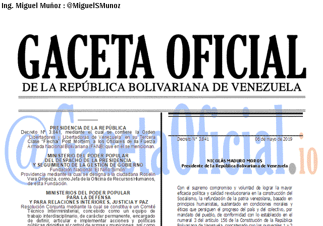 Gaceta Oficial 41628 del 8 Mayo 2019 Gaceta Oficial 41628 del 8 Mayo 2019