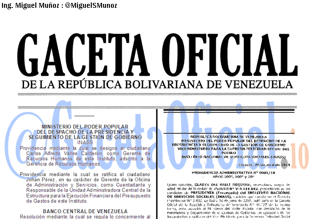 Gaceta Oficial 41633 del 15 Mayo 2019 Gaceta Oficial 41633 del 15 Mayo 2019