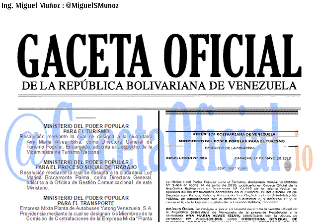 Gaceta Oficial 41638 del 22 Mayo 2019 Gaceta Oficial 41638 del 22 Mayo 2019