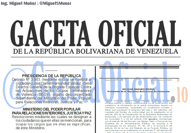 Gaceta Oficial 41646 del 3 Junio 2019 Gaceta Oficial 41646 del 3 Junio 2019