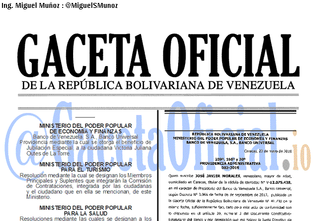 Gaceta Oficial 41658 del 19 Junio 2019 Gaceta Oficial 41658 del 19 Junio 2019