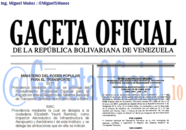 Gaceta Oficial 41664 del 28 Junio 2019 Gaceta Oficial 41664 del 28 Junio 2019