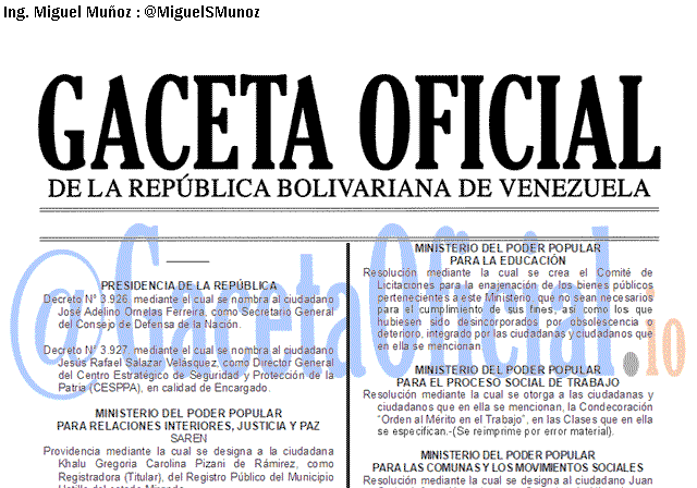 Gaceta Oficial 41681 del 26 Julio 2019 Gaceta Oficial 41681 del 26 Julio 2019