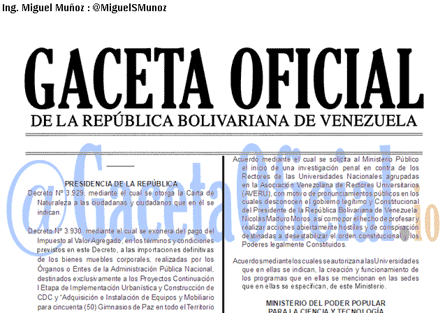 Gaceta Oficial 41684 del 31 Julio 2019 Gaceta Oficial 41684 del 31 Julio 2019