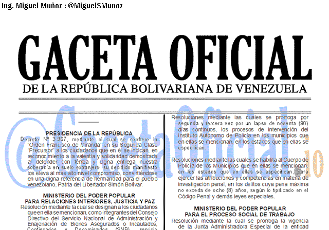 Gaceta Oficial 41698 del 20 agosto 2019