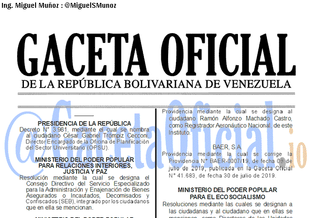 Gaceta Oficial 41713 del 10 septiembre 2019